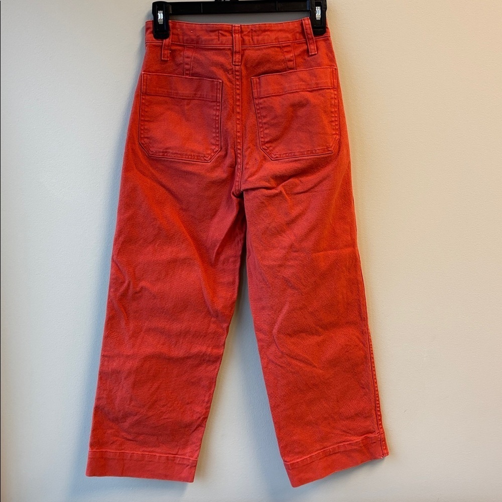 Madewell Orange Red Denim slim Emmett wide leg - Picture 4 of 7